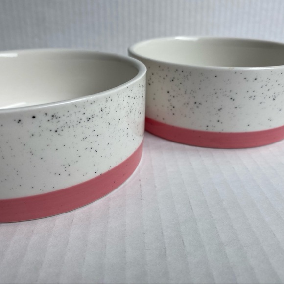 Cat Bowls Signature MEOW Peach White Ceramic Kitty Food Drink EUC 4.5” - Picture 3 of 16